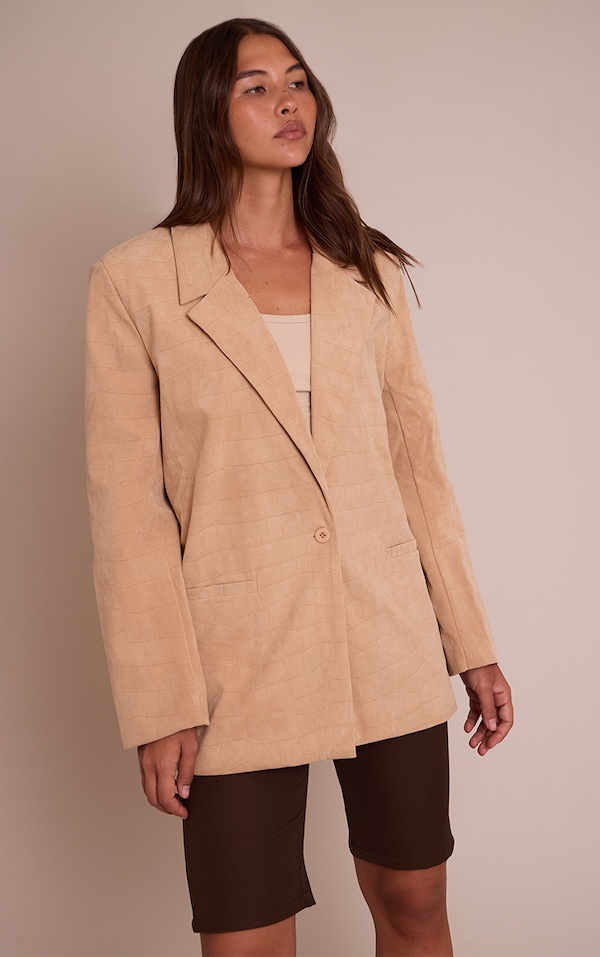 Blazer en daim sable effet croco