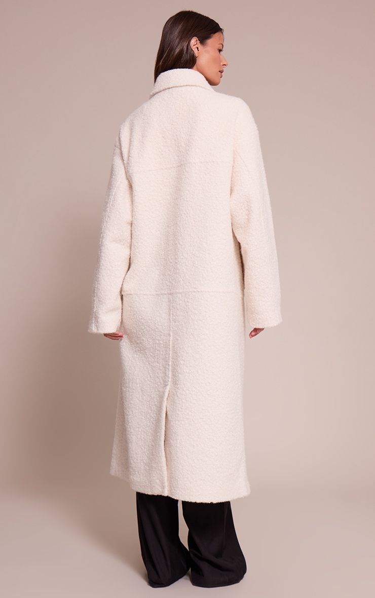 Ecru Boucle Double Breasted Maxi Coat image 2