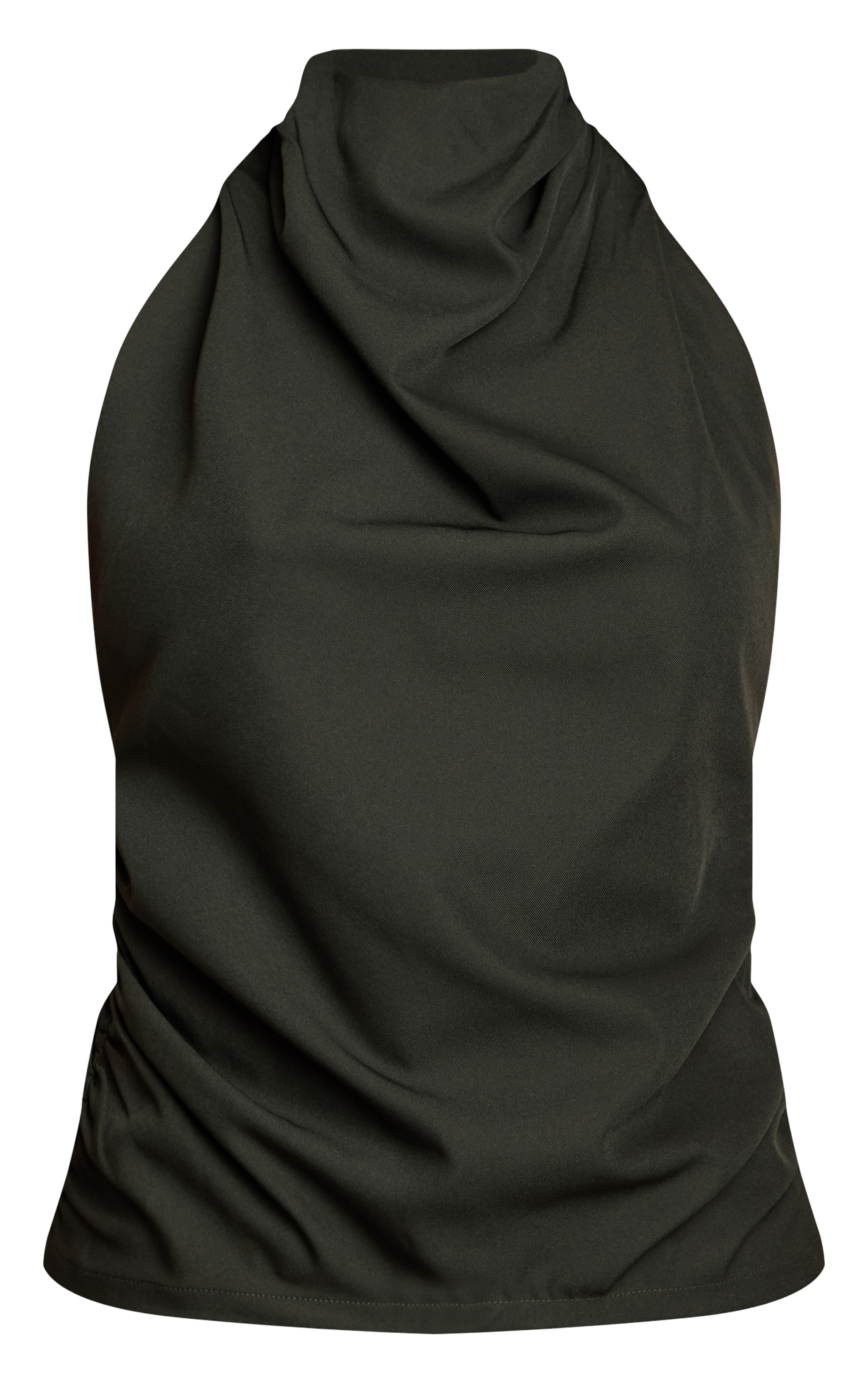 Top tissé vert forêt à col montant et dos échancré image 5