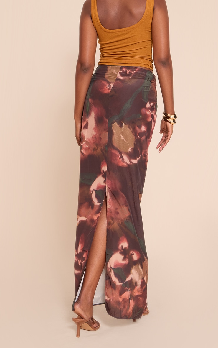 Multi Abstract Print Chiffon Maxi Skirt image 3