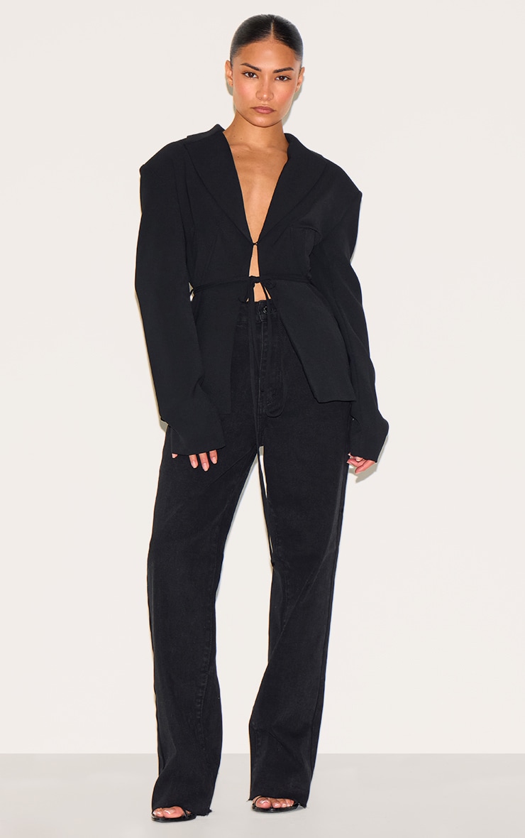 Petite Blazer de tailleur ajusté noir image 3