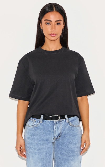 Petite Black Premium Cotton Oversized T-shirt
