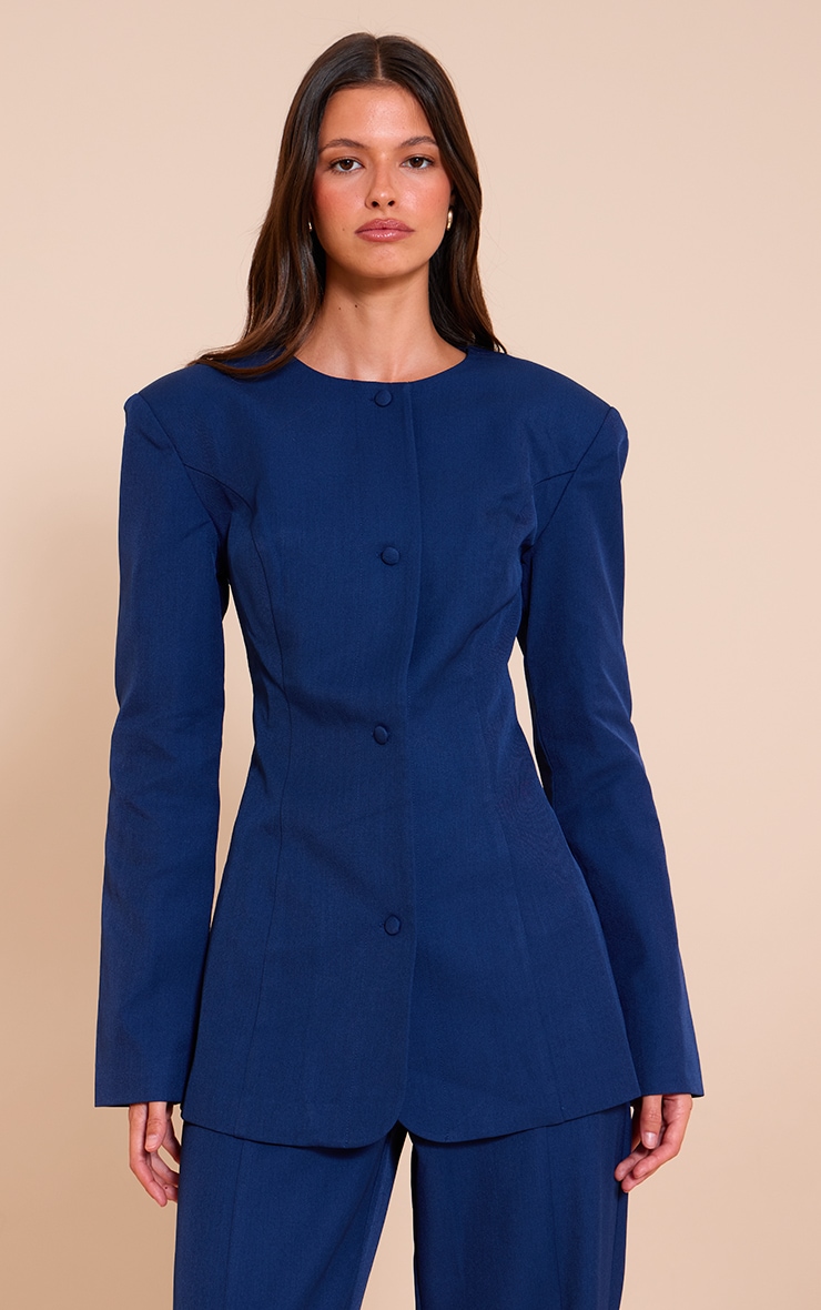 Blazer de tailleur ajusté bleu marine image 1
