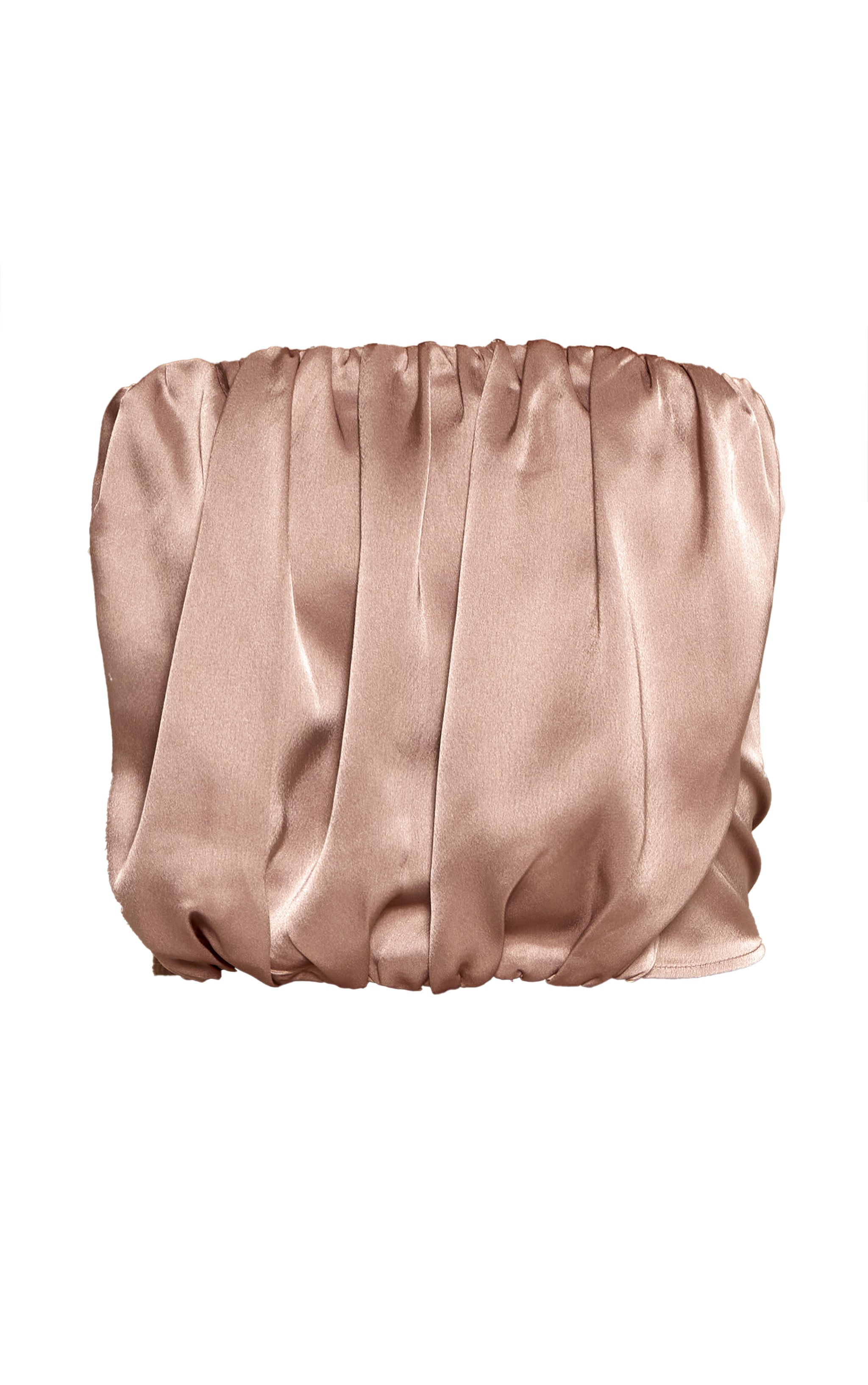 Taupe Satin Ruched Bandeau Top image 5