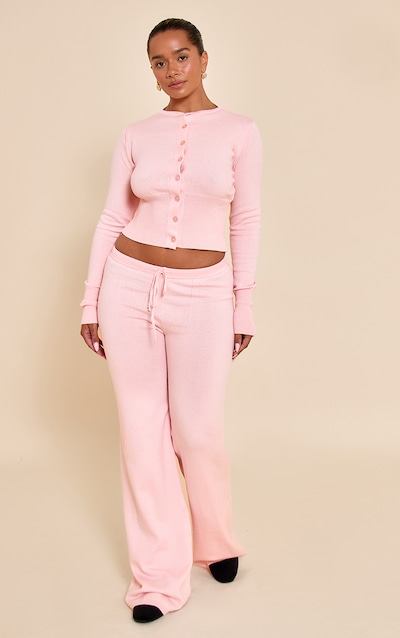 Shape Pantalon en maille tricot rose noué