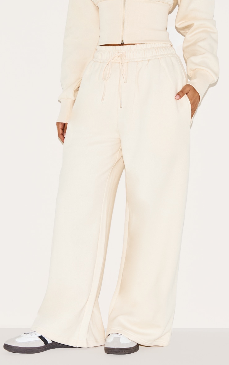 Petite Cream Drawstring Wide Leg Sweatpants image 2