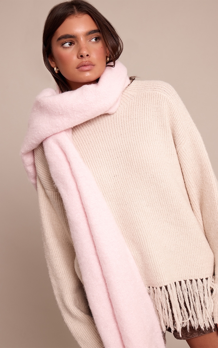 PLT Écharpe en maille tricot brossée rose tendre image 3