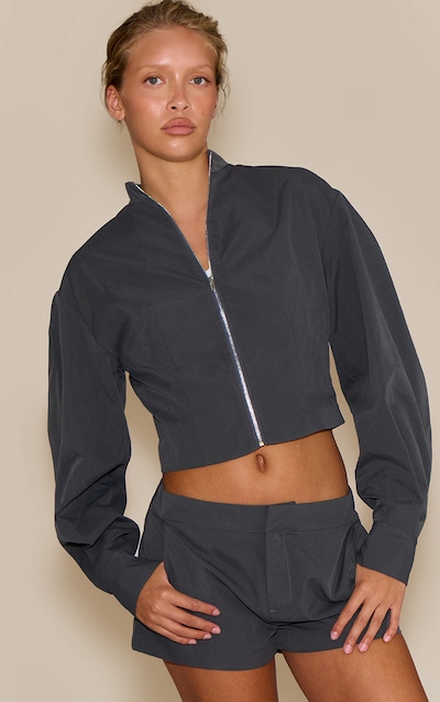 Short de tailleur gris