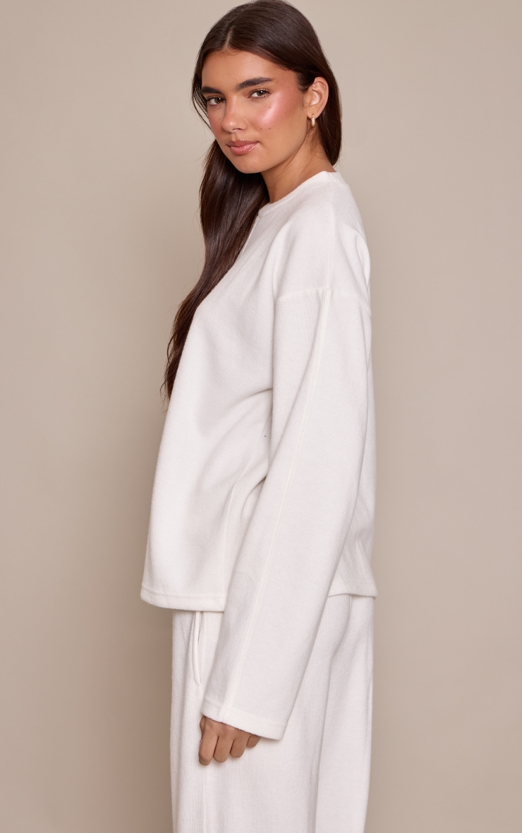 Cream Soft Rib Sweatshirt image 2