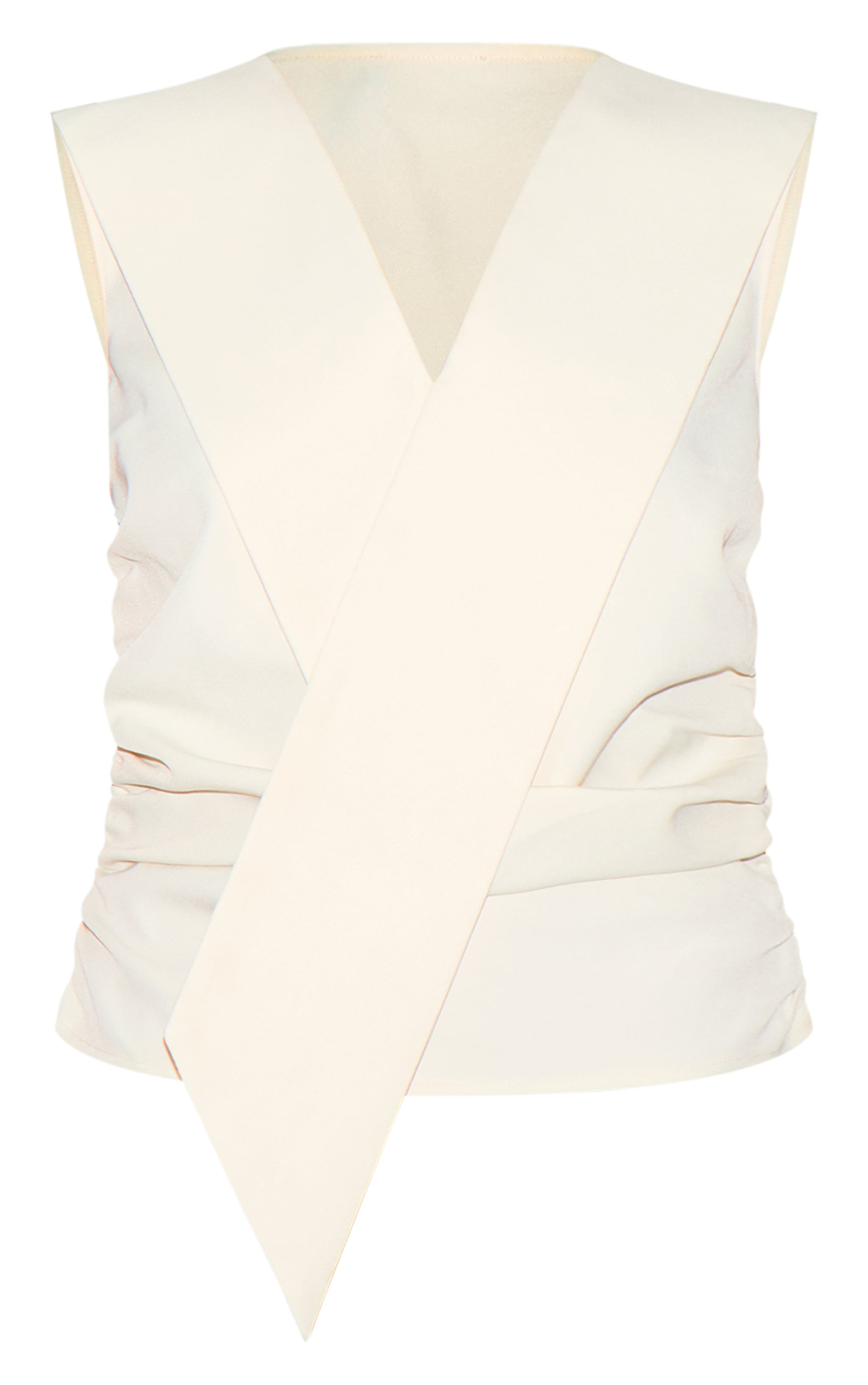 Cream Woven Asymmetric Fitted Vest image 5
