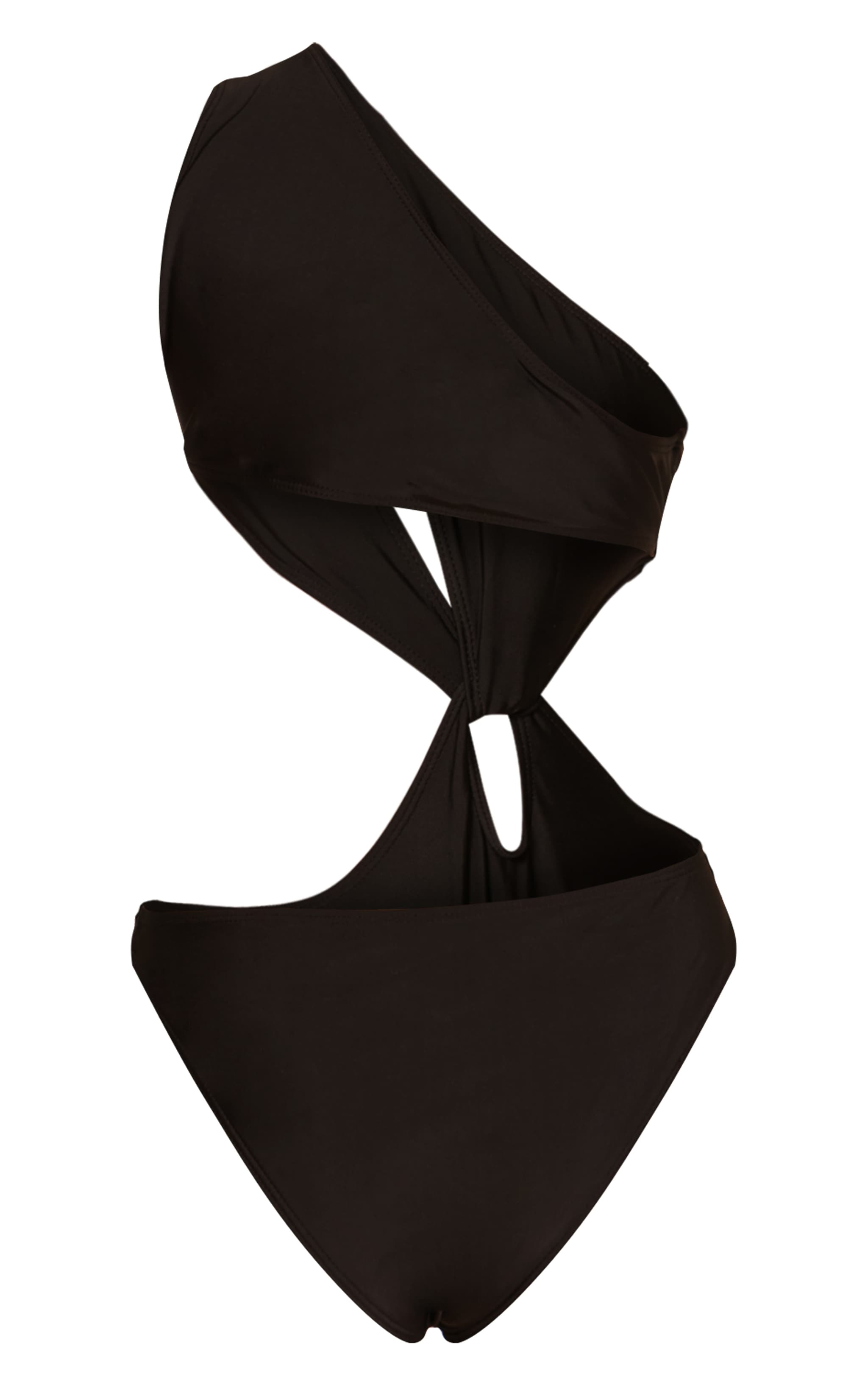 Black Loop One Shoulder Swimsuit image 6