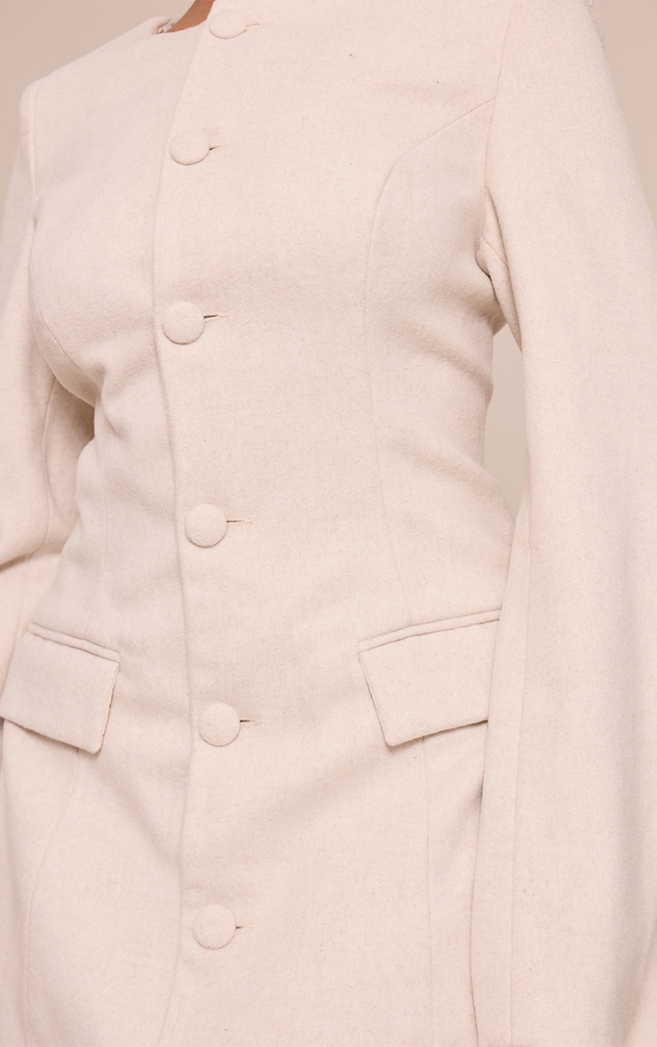 Shape Cream Wool-Look Button Front Blazer Dress image 4
