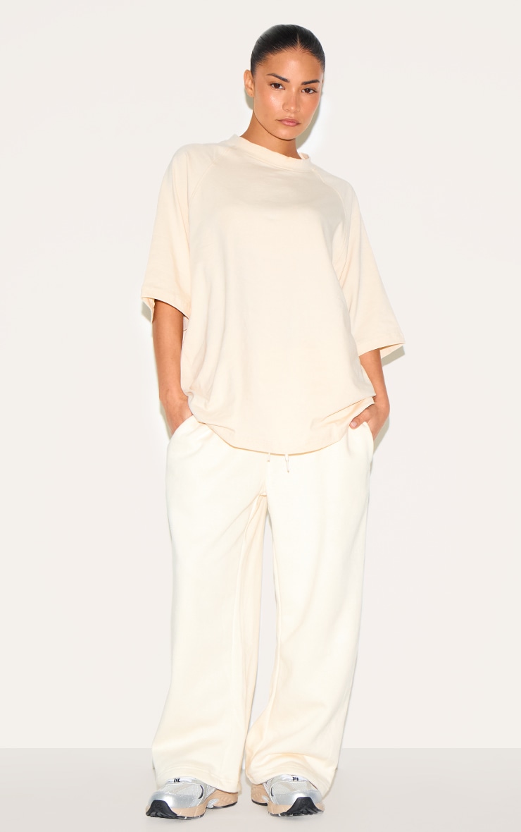 Petite Cream Oversized Wide Leg Sweatpants image 2