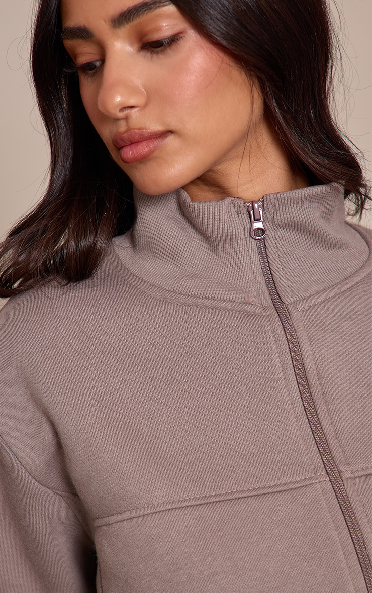 Petite Charcoal Grey Seam Detail Zip Up Track Top image 4
