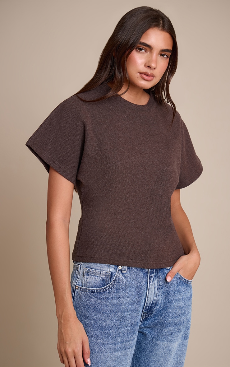 Chocolate Heavy Rib Cinched Waist T Shirt