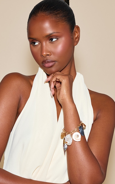 Gold Large Resin Shell Pendant Bracelet