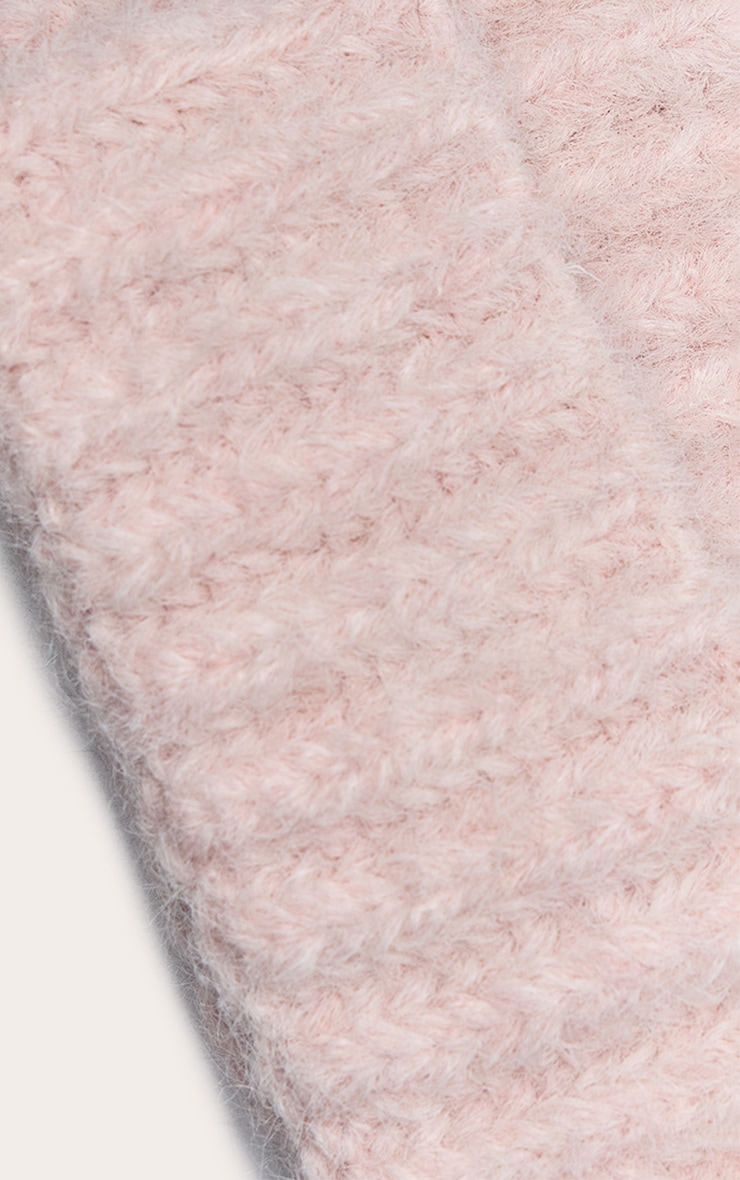 Pink Chunky Knit Ribbed Beanie image 3