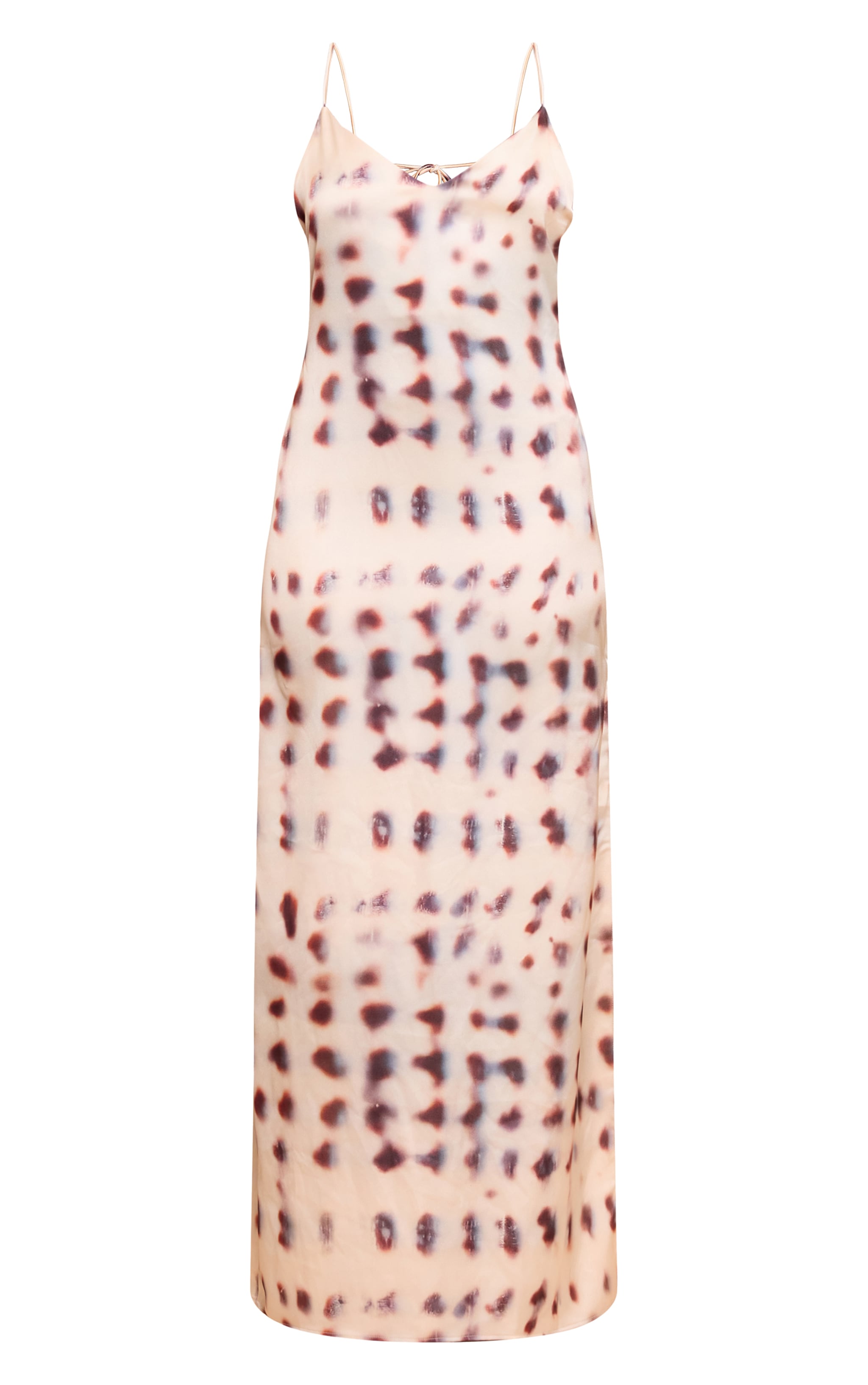 Robe longue satinée imprimé crème à col bénitier image 5