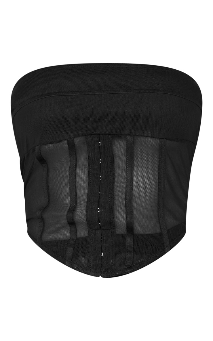 Black Mesh Corset Tops PrettyLittleThing SA