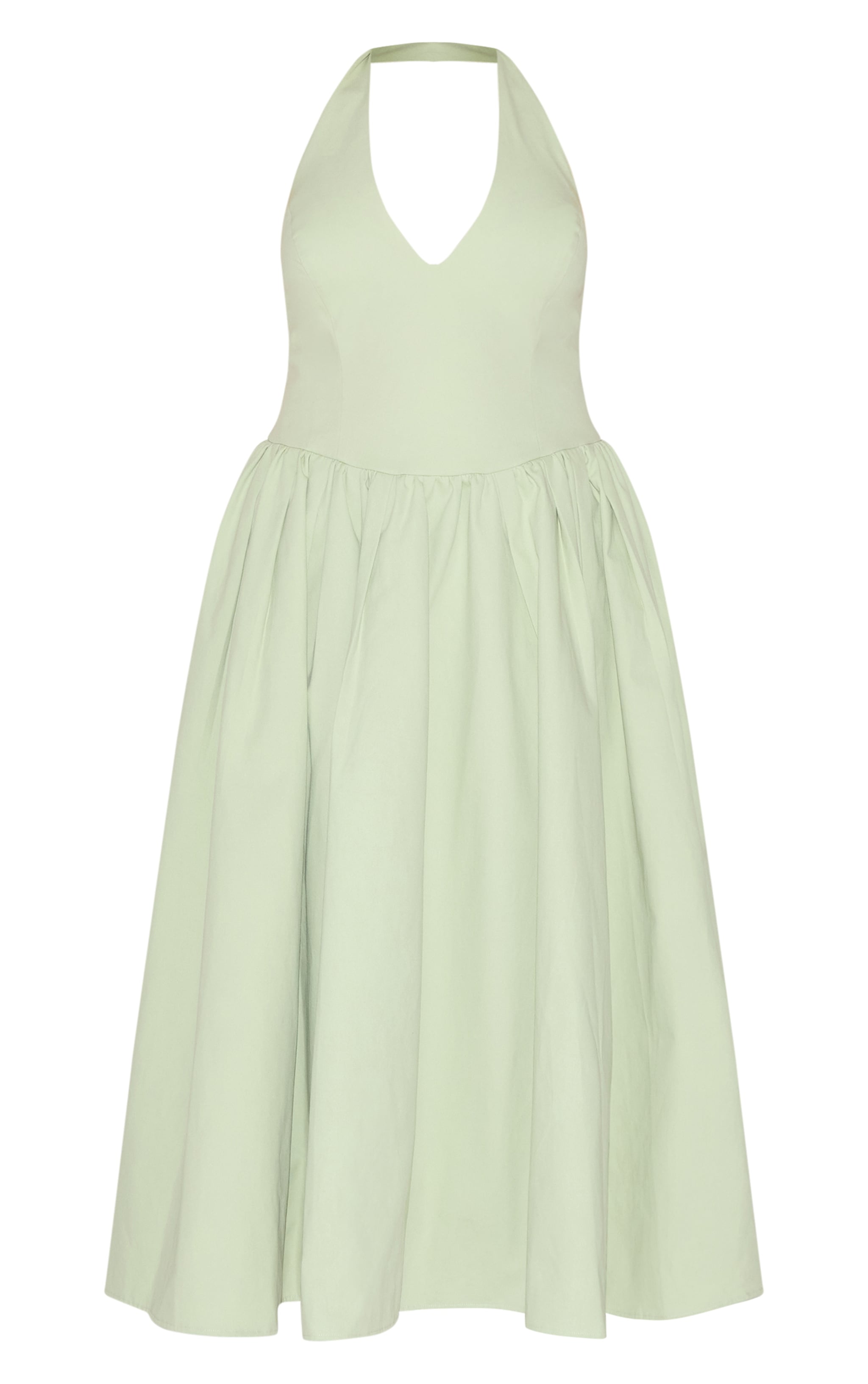 Plus Sage Green Halterneck Tie Detail Midaxi Dress image 5
