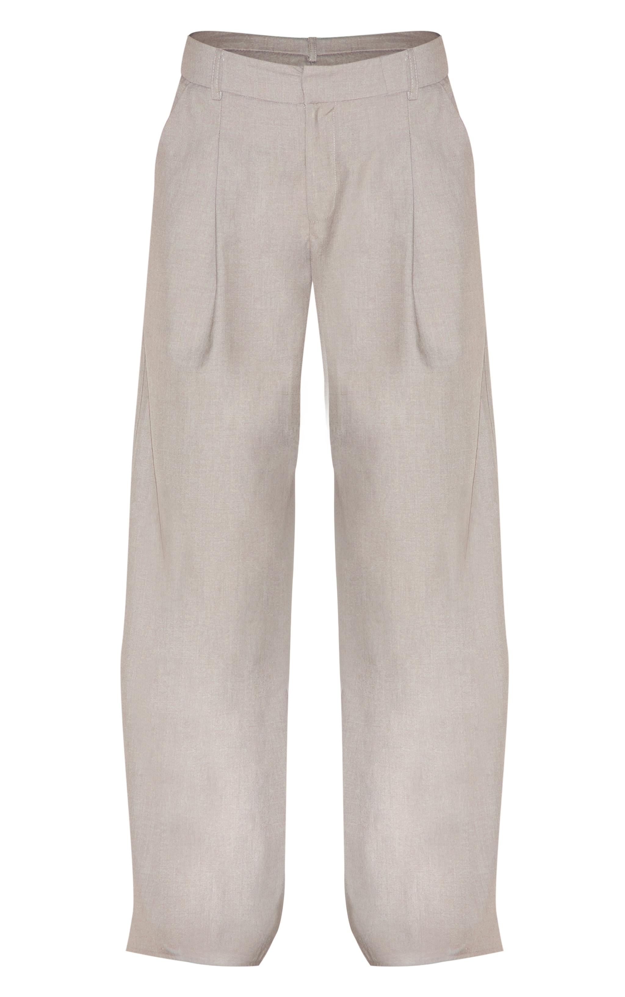 Grey Woven Double Pleat Wide Leg Pants image 6