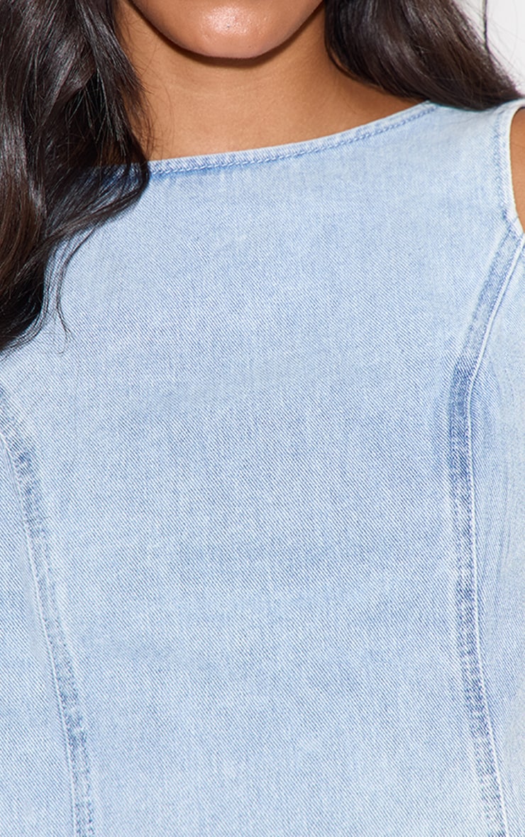 Light Blue Tie Back Sleeveless Denim Top image 4