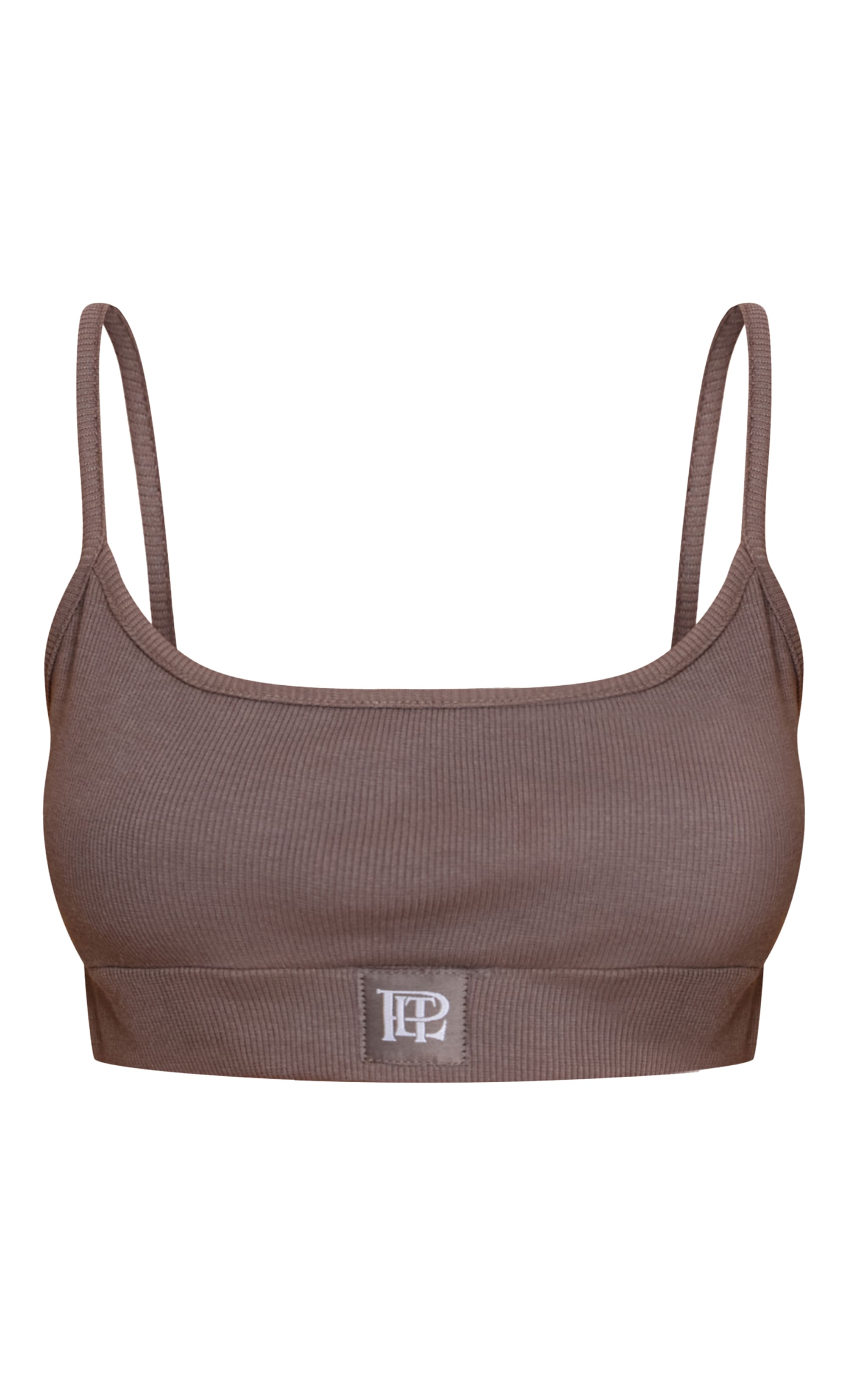 PrettyLittleThing Taupe Sleep Rib Tonal Elastic Bralet image 5