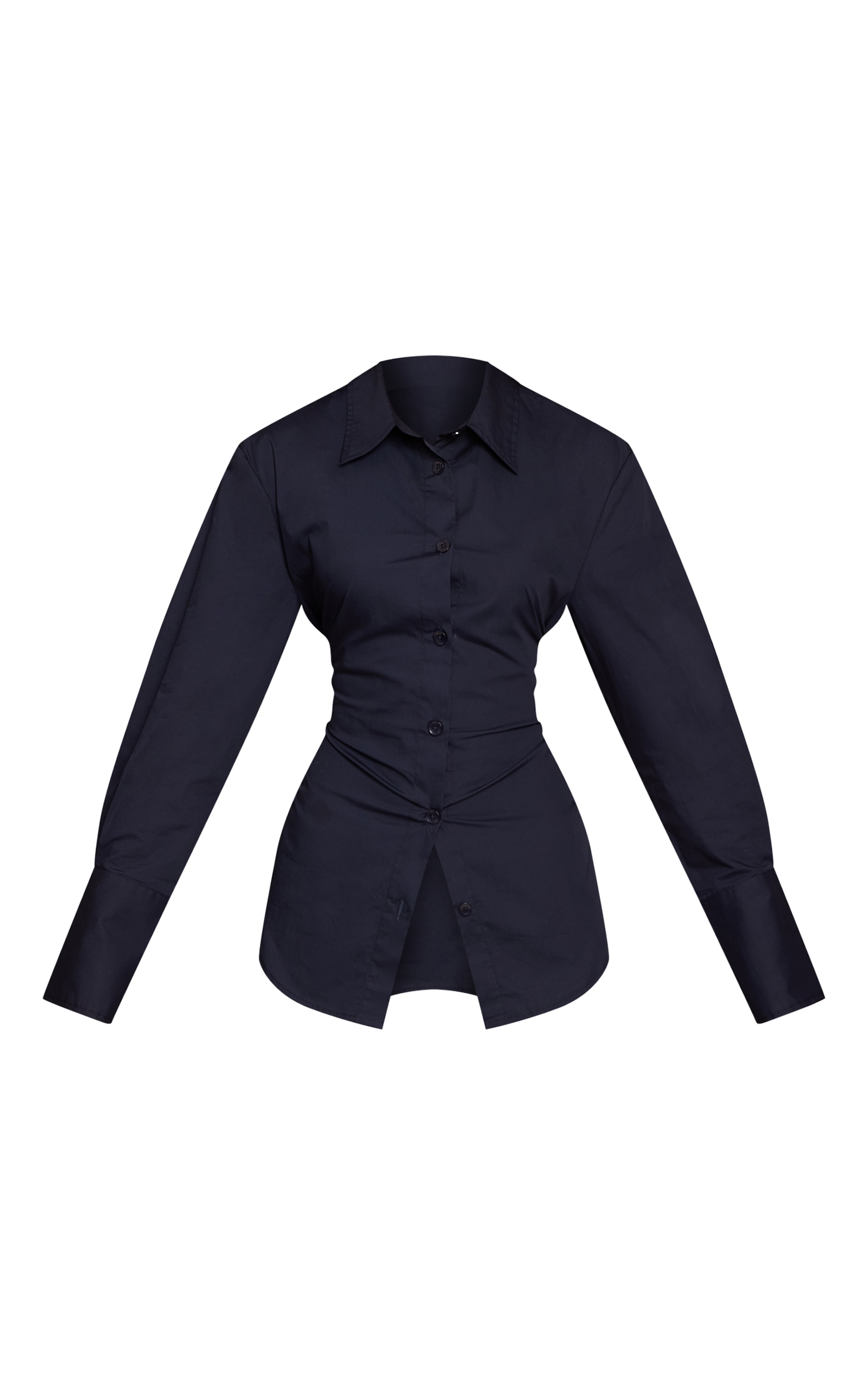 Navy Fitted Tie Back Deep Cuff Shirt image 5
