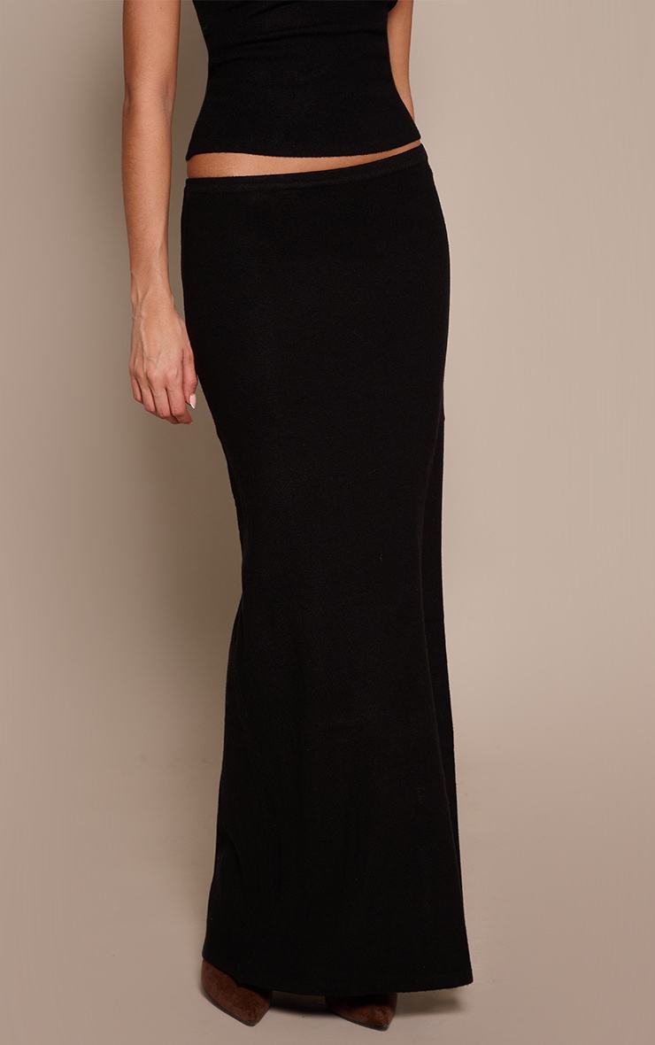 Black Knitted Maxi Skirt image 2