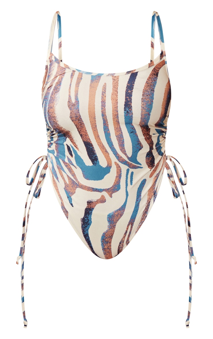 Shape Stone Animal Print Ruched Side High Rise Swimsuit image 5