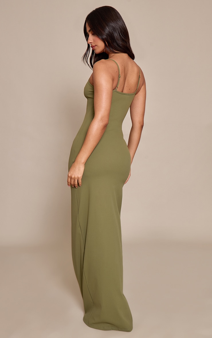 Petite Dark Olive Snatched Sculpt Strappy Maxi Dress image 2