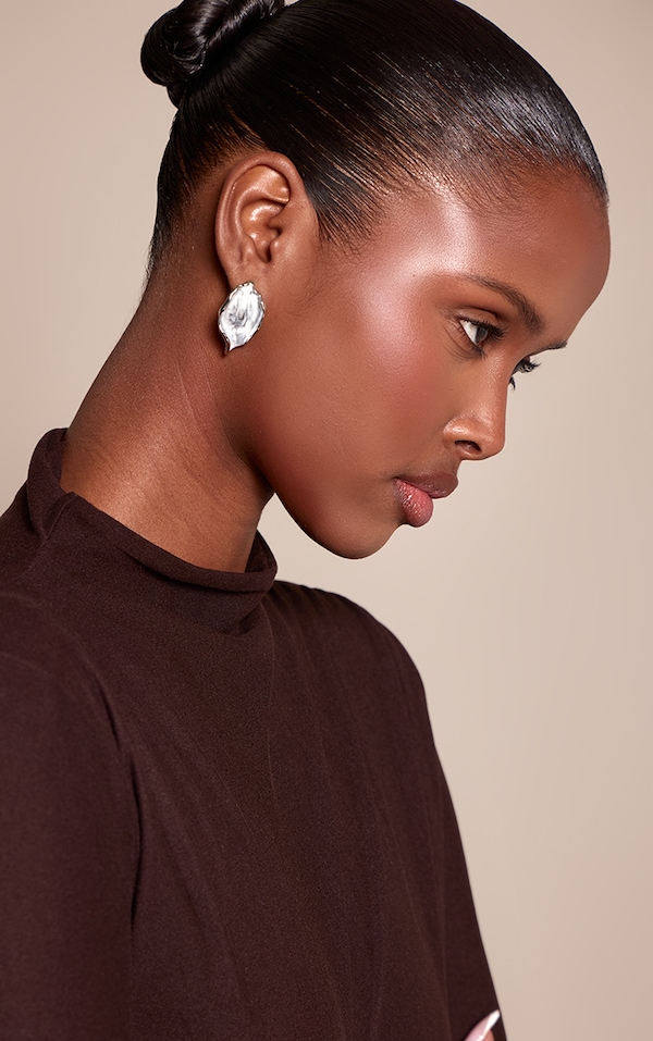 Silver Backed Pearl Petal Stud Earrings