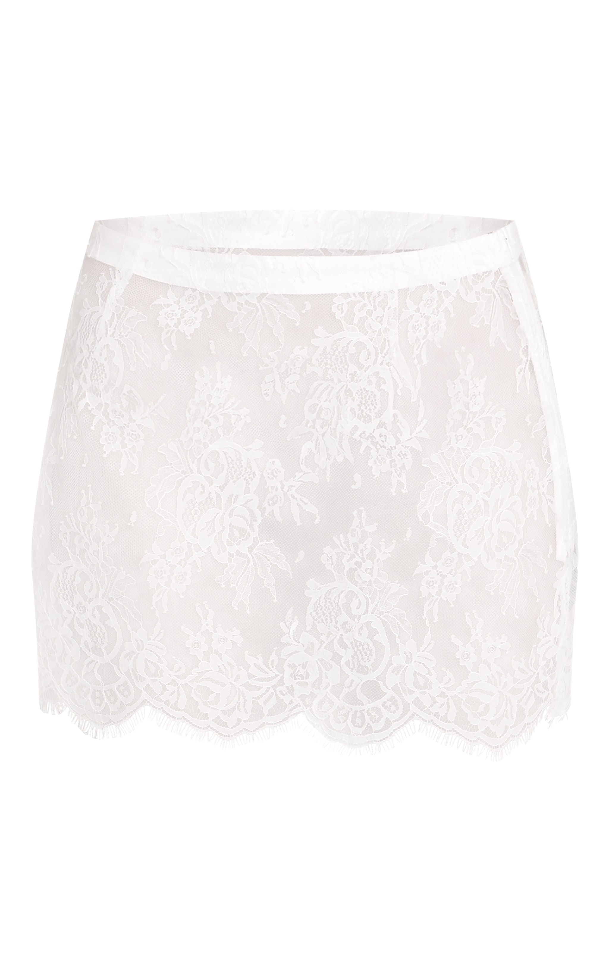 White Lace Sheer Mini Skirt image 6