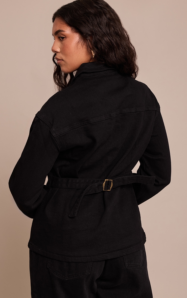 Shape black Stretch Denim Turn Up Sleeve Adjustable Back Jacket image 2