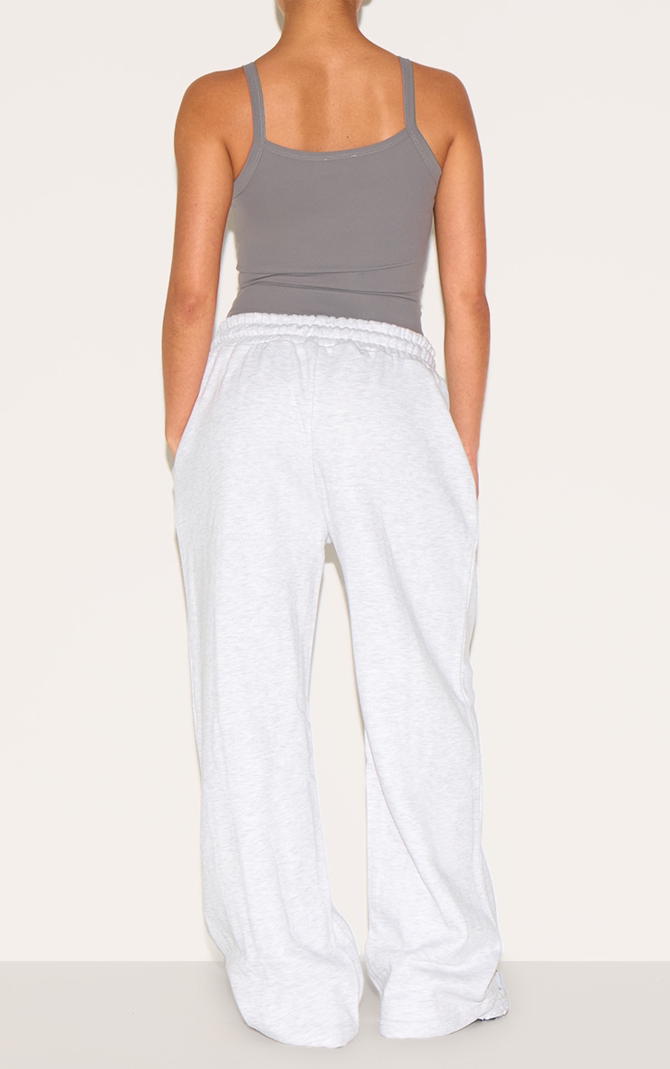 Petite Ash Grey Wide Leg Seam Detail Sweatpants image 3