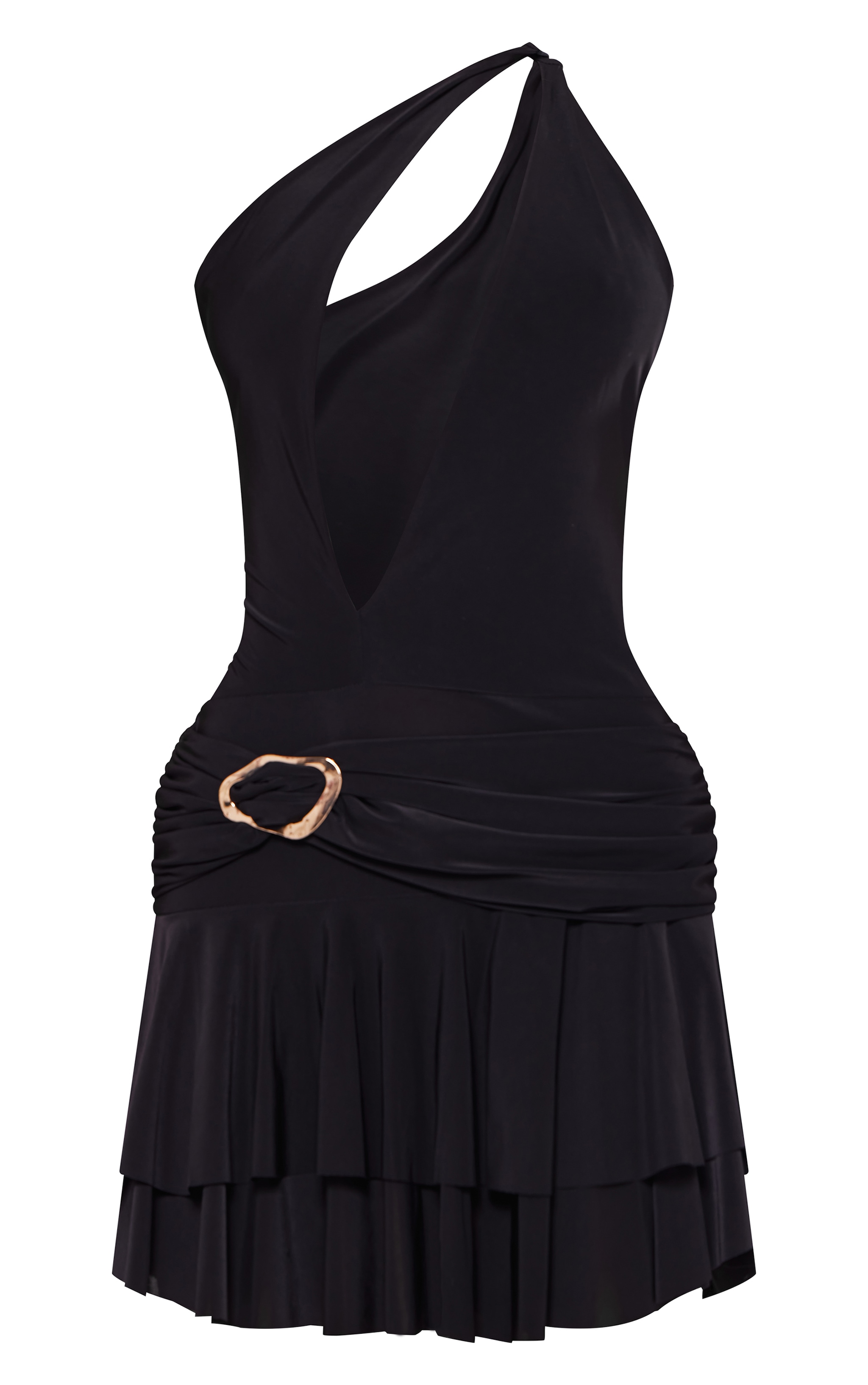 Petite Black Halterneck Trim Detail Shift Mini Dress image 5