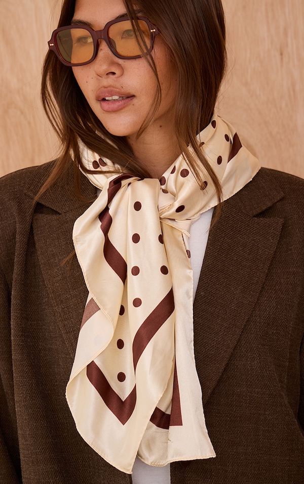 Cream and Chocolate Polka Dot Scarf