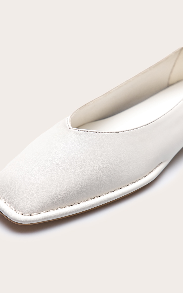 Cream Pu Croc Sqaure Toe Ballerina Pump image 5