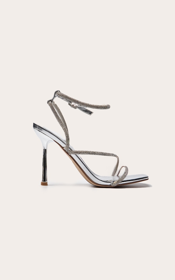 Silver Metallic Hot Fix Heeled Sandal