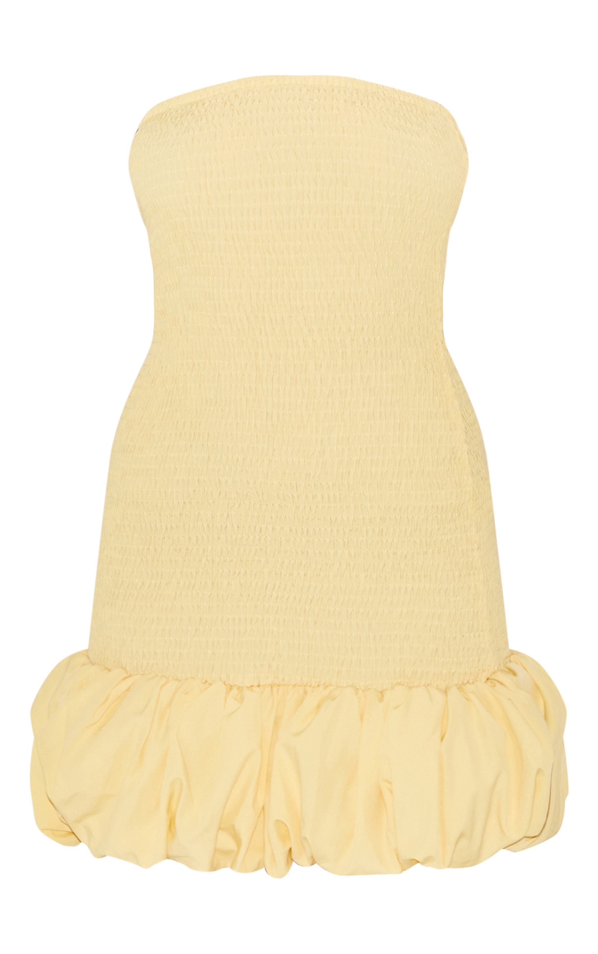 Lemon Shirred Bandeau Bodycon Dress | Dresses