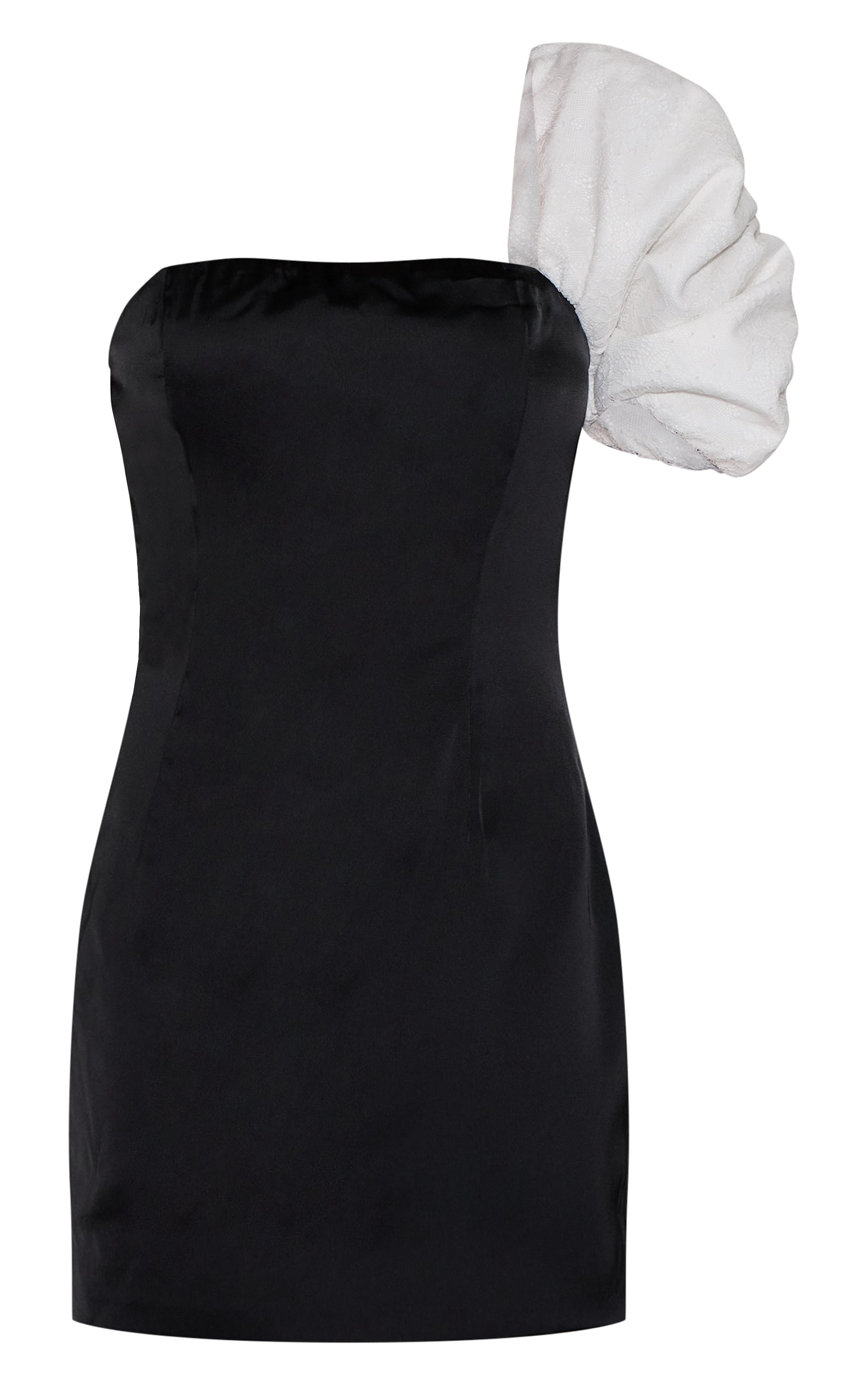 Black Satin Bow Drape Bodycon Dress image 5