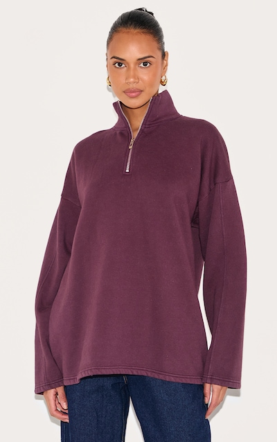 Plum Washed Quarter Zip Sweatshirt