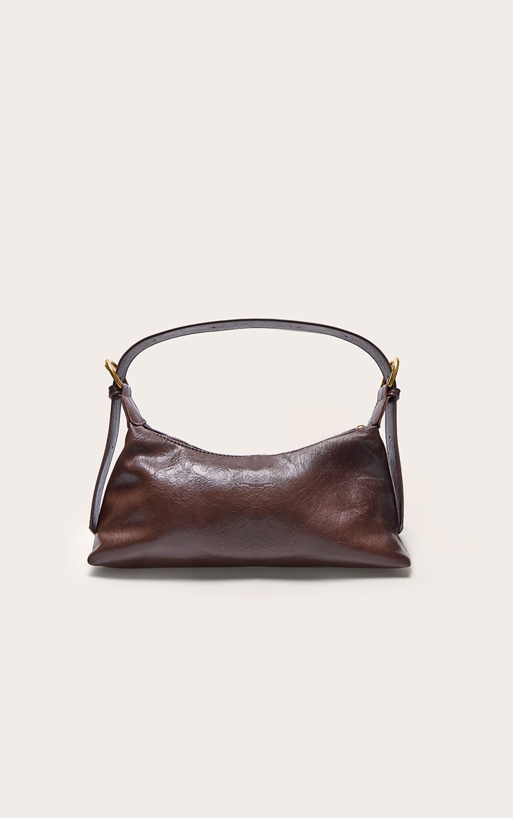 Chocolate Crinkle Pu Buckle Detail Shoulder Bag image 3