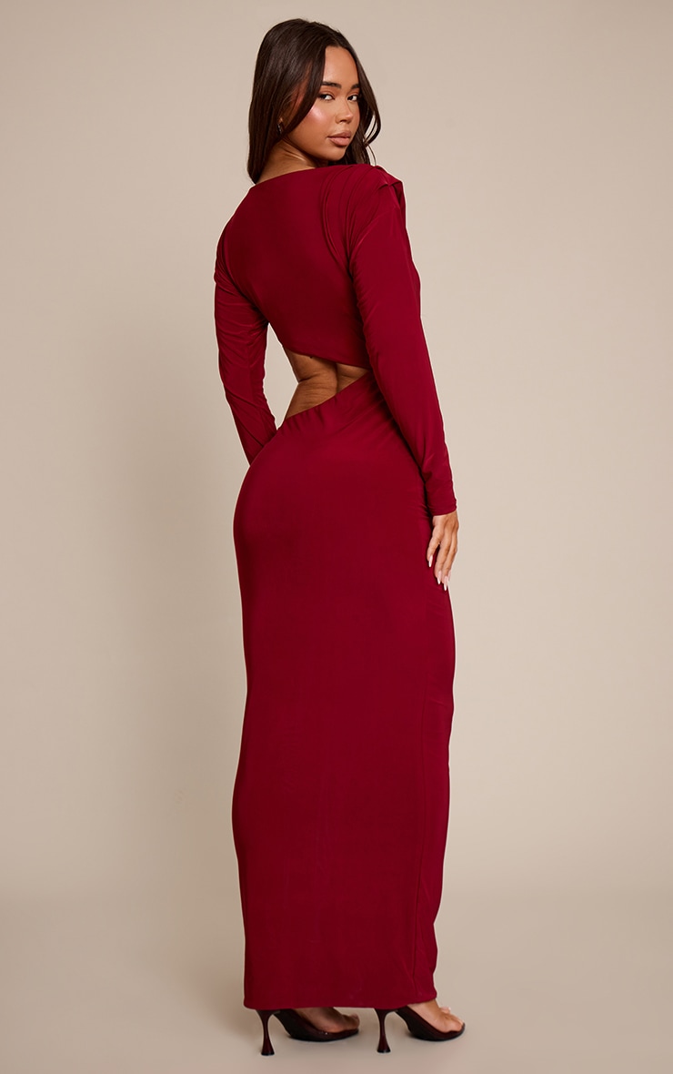Wine Soft Touch Cut Out Maxi Dress image 2