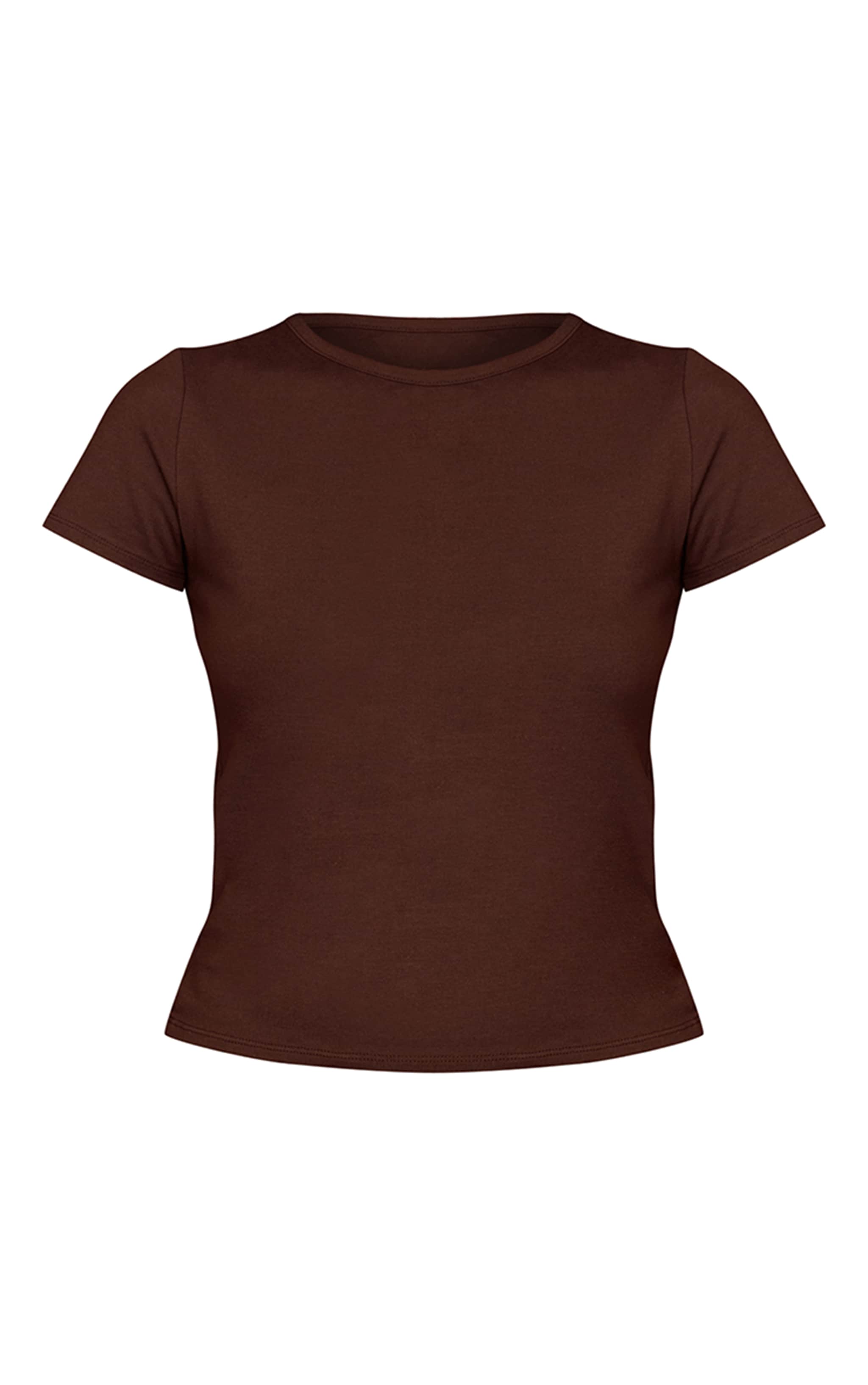 T-shirt long en coton chocolat foncé à col ras et manches longues image 5