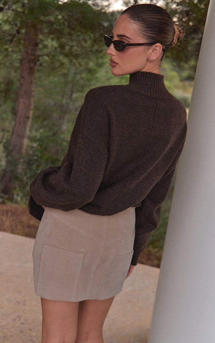 Sand Suede Pocket Detail Mini Skirt image 3