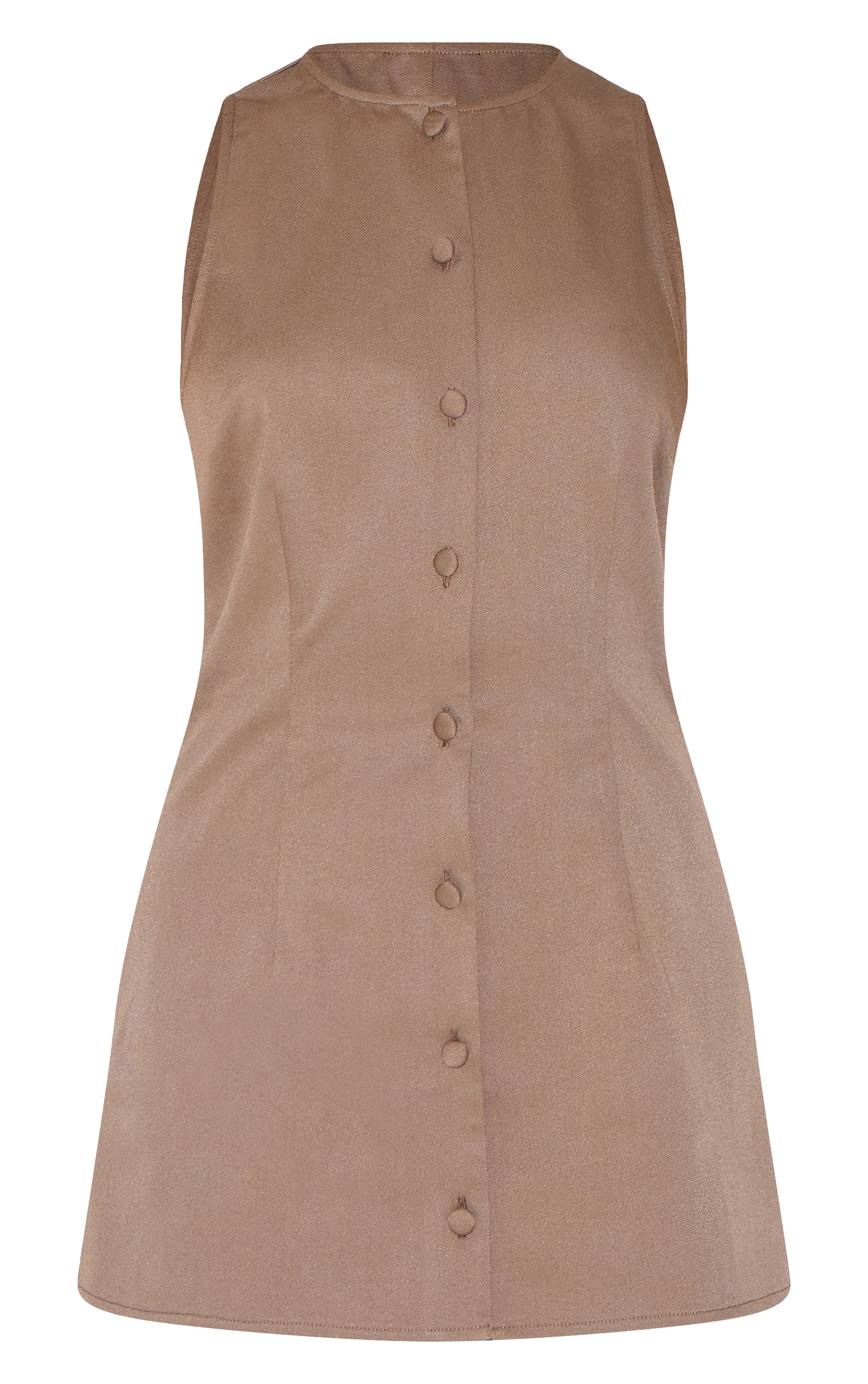 Mushroom Woven Full Button Down A Line Skort Playsuit image 5