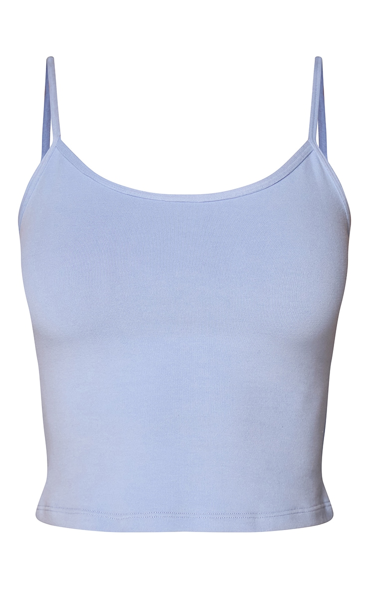 Powder Blue Soft Cotton Fitted Strappy Top image 5