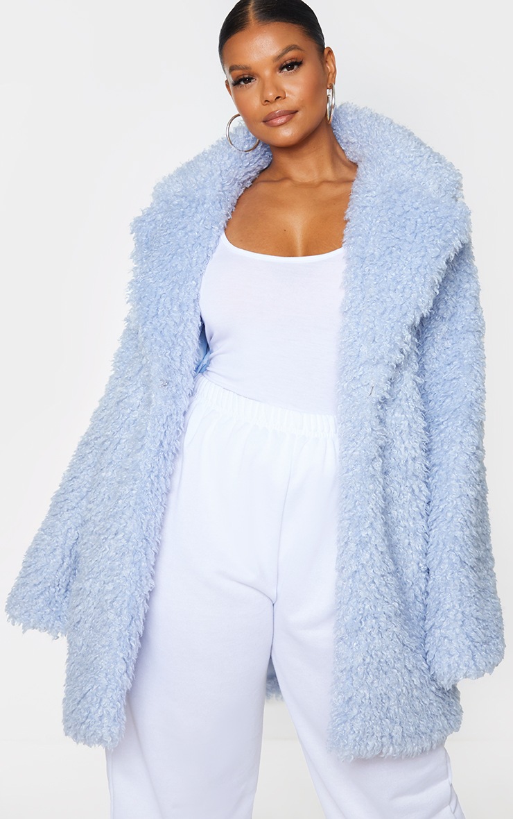 Plus Lilac Teddy Faux Fur Coat