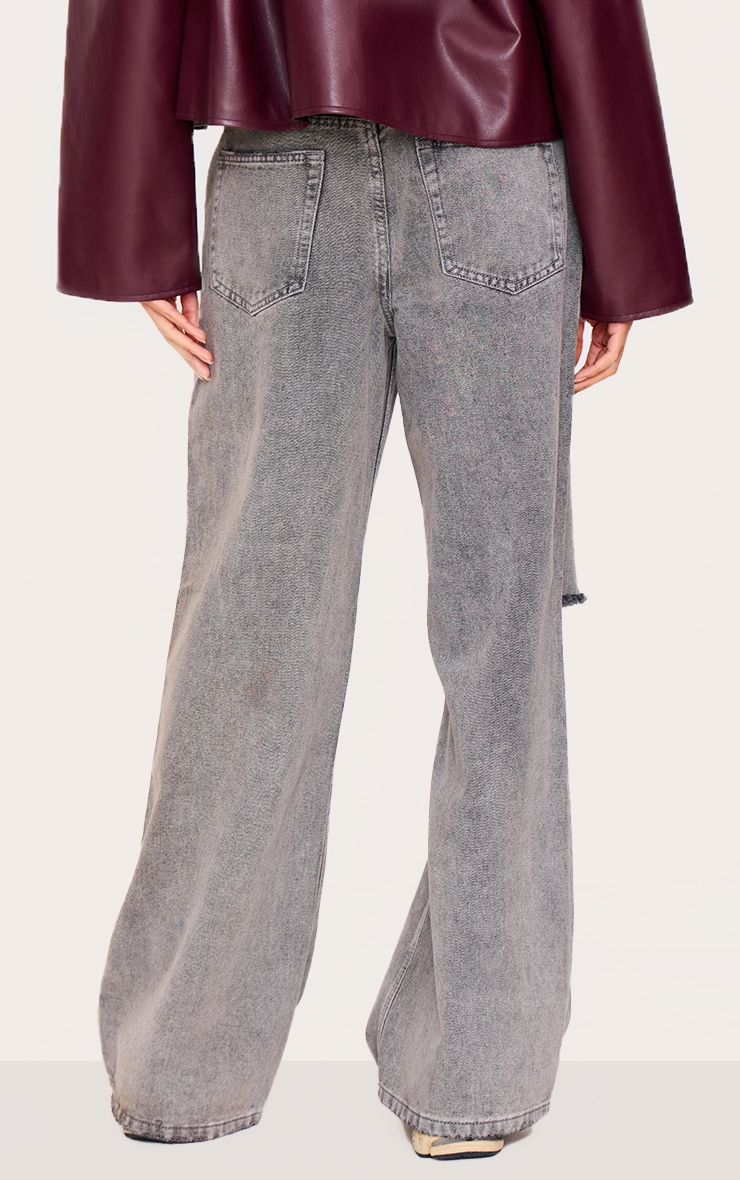Grey Ripped Knee Frayed Hem Boyfriend Jeans | Denim
